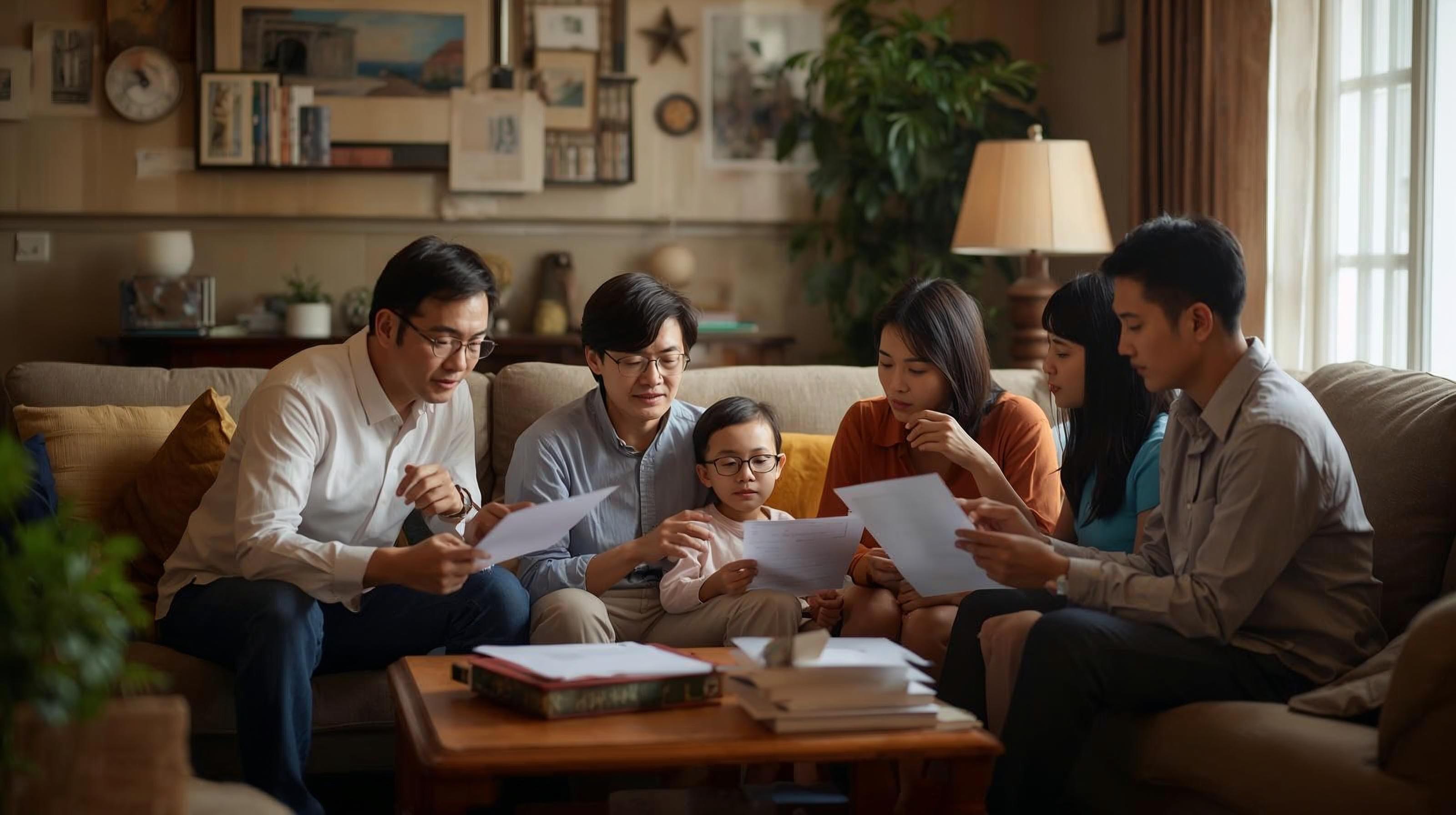 Multigenerational family doing estate planning together